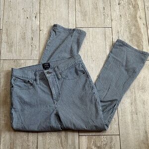 [J. Crew] Blue/White Striped High Rise Crop Flare Jeans - Size 26